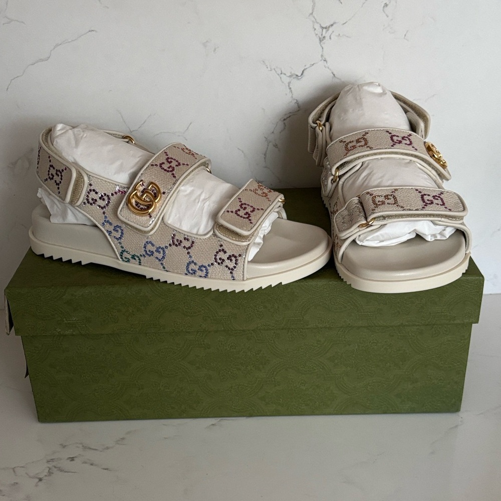 Gucci Crystal GG Sandals